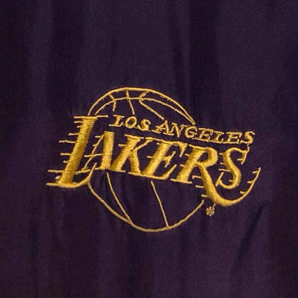 Los Angeles Lakers Purple Gold 100% Silk Tulliano NBA Basketball Zip Jacket S - Picture 6 of 16